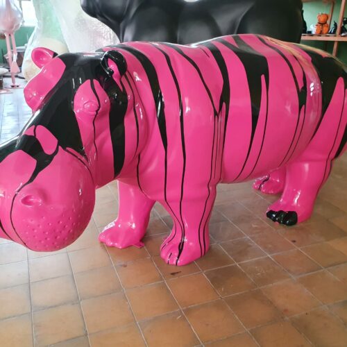 Fiberglass Hippopotamus painted pink