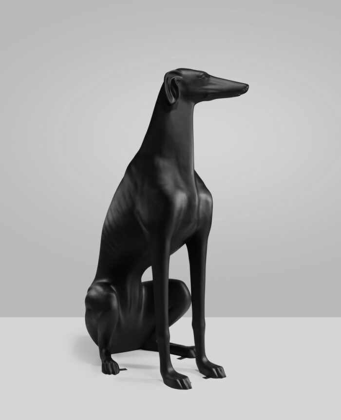 greyhound black mat statue  (2)
